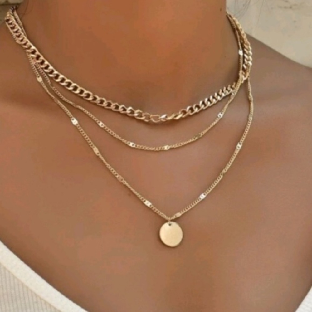 Anthropologie Brandy Trendy Layered Chain Gold Necklace 2Necklaces Tags attached